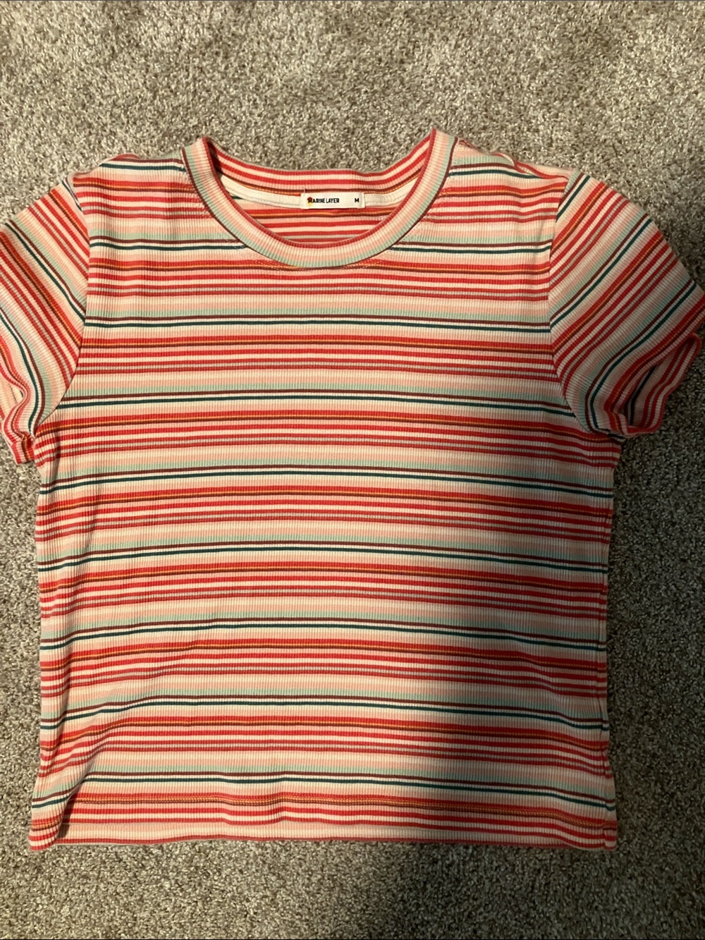 Marine Layer Kids Red & Pink Striped Short Sleeve Tee